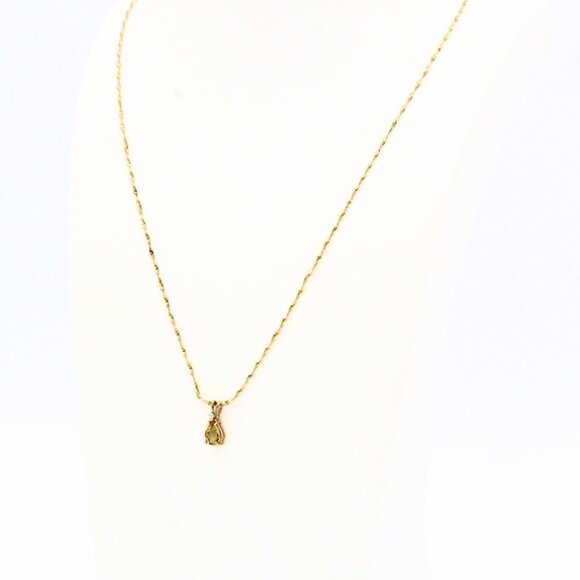 Opulent Dainty 14K Gold Citrine Tear Drop Shaped Twisted Rope Chain Necklace - Picture 9 of 10